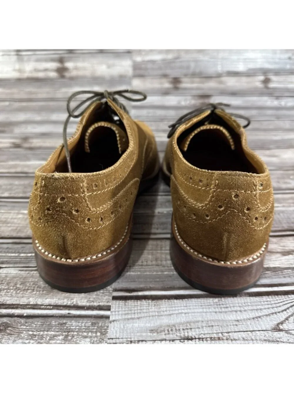 Grenson Suede Oxford Brogue Shoes Color Brown Size 8 G UK 9 U.S. Made England